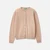 Woman Beige Crew Neck Cardigan In Pure Merino Wool