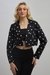 Womens Cotton Polka Crop Blazer