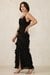 Womens Black Ruffle Dress with Slit