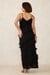Womens Black Ruffle Dress with Slit