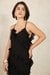 Womens Black Ruffle Dress with Slit