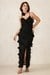 Womens Black Ruffle Dress with Slit