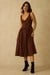 Womens Waist Gathered Midi Dress