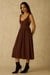 Womens Waist Gathered Midi Dress
