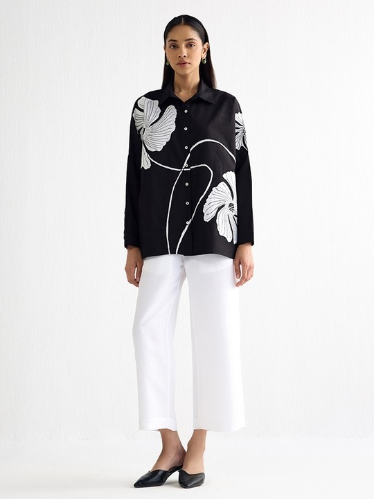 Black Applique Wabi Sabi Shirt