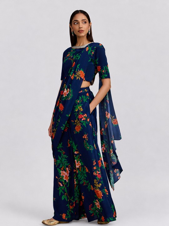 Chinoiserie Blue Printed Top