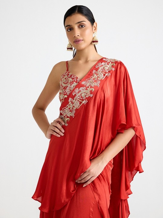 Red Embroidered Top