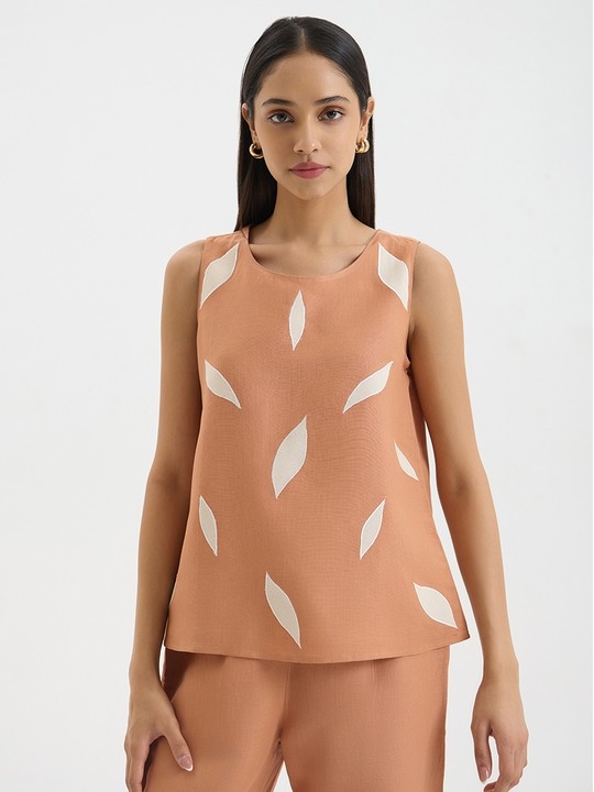 Rust Printed Top