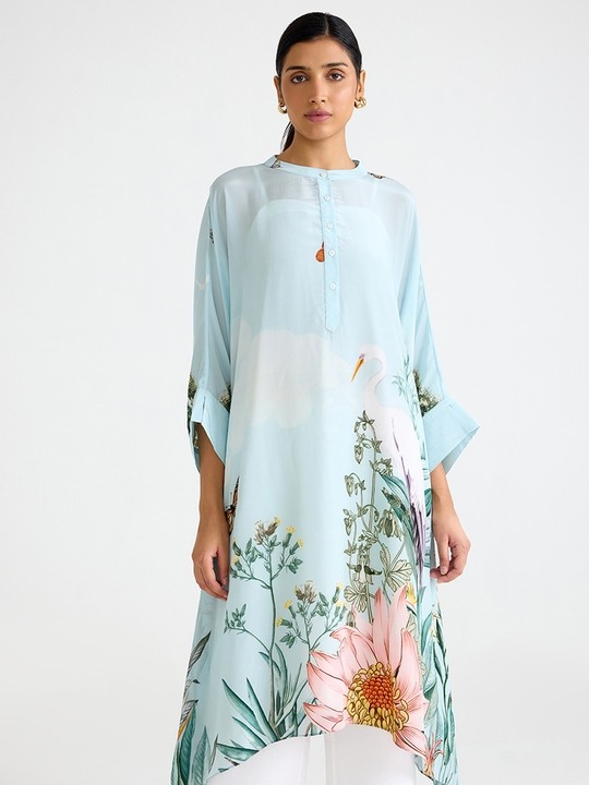 Blue Printed Kaftan