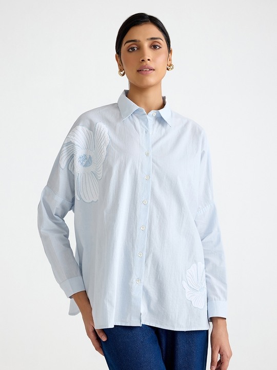 Blue Applique Shirt