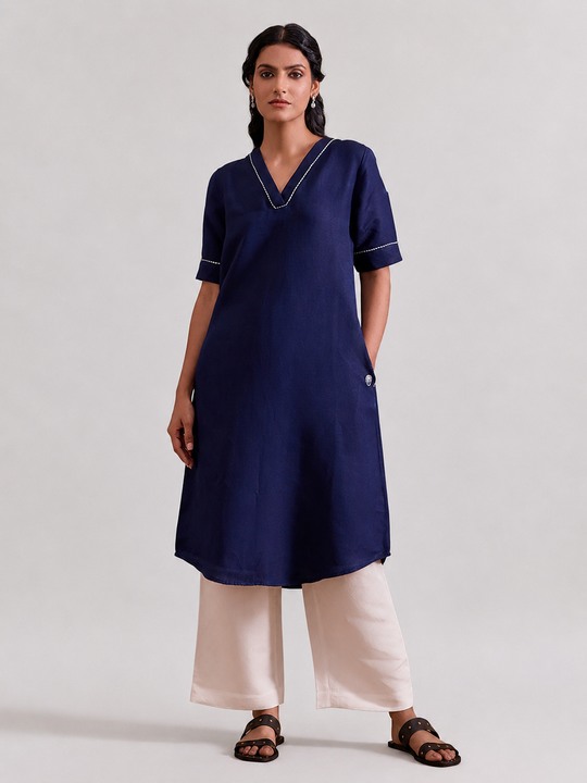 Blue Embroidered Kurta