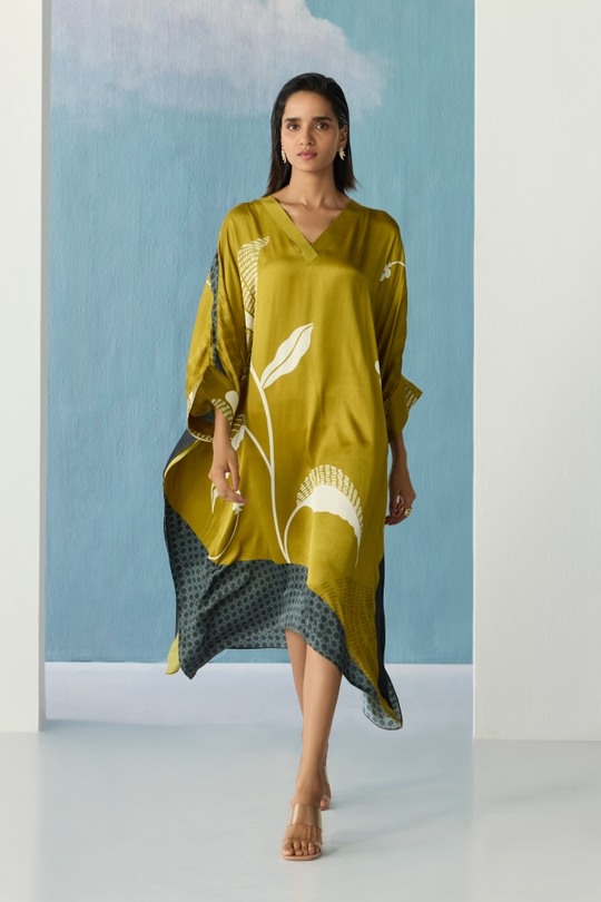 olive botanical kaftan