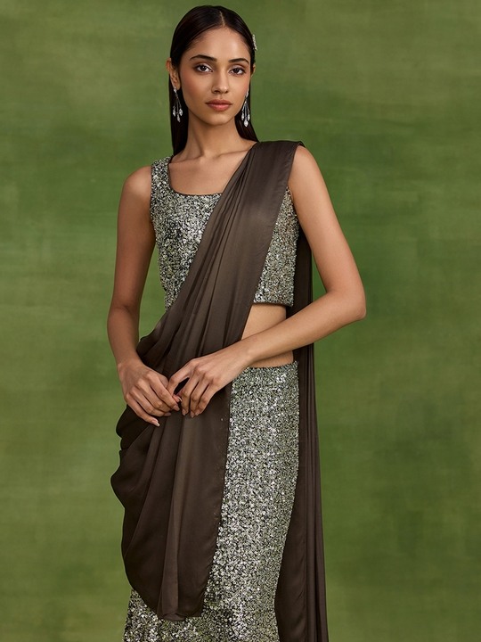 Brown Drape with sequin