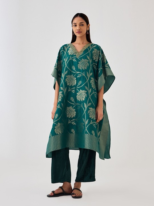 Kaashi Green Brocade Kaftan
