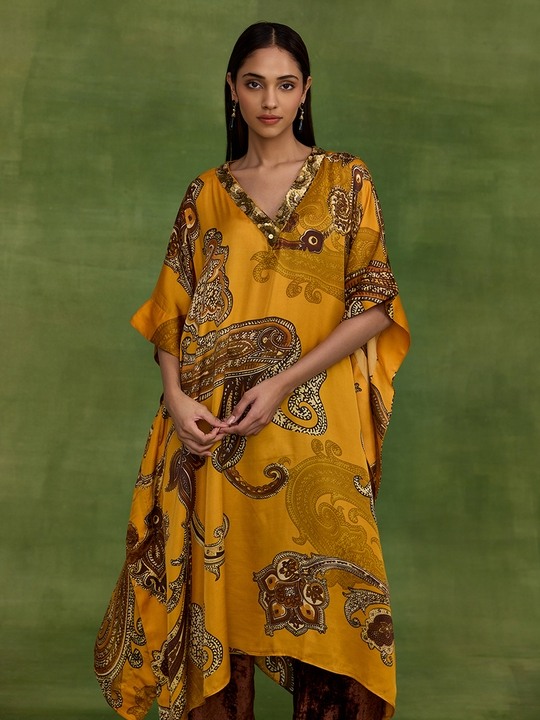 Ambi Paisley Yellow Kaftan