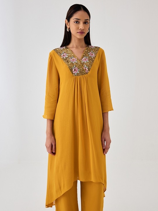 Yellow Asymetric Kurta