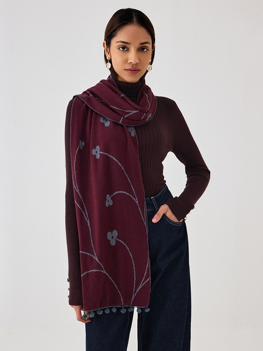 Wine Knitted Scarf