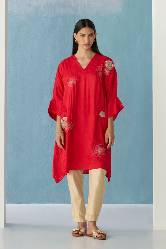 Red floral kaftan
