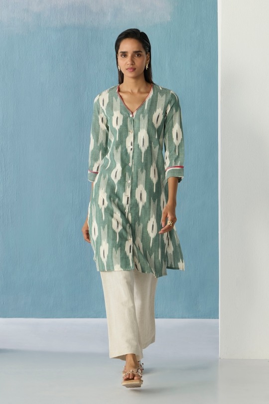 Indigo ikat top