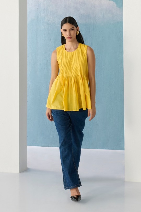 ochre sleeveless top