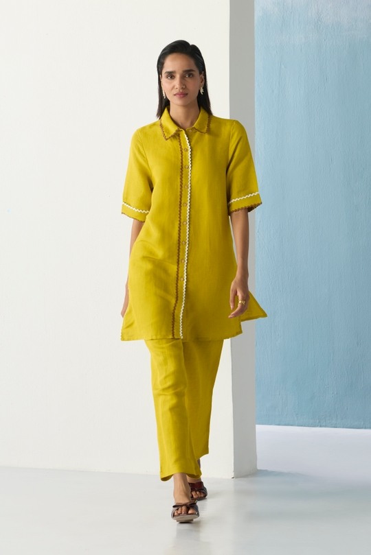 Ochre straight-fit kurti