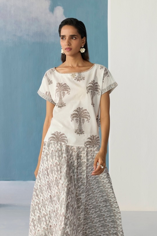 Ivory Botanical Printed Top