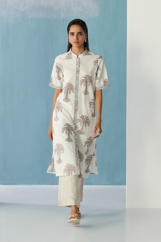 Ivory palm kurta