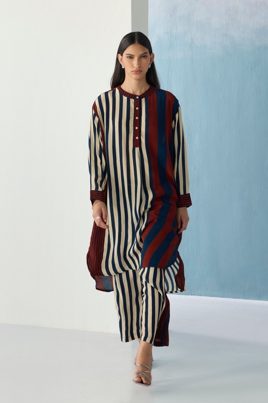 Striped Ajrakh Kurta