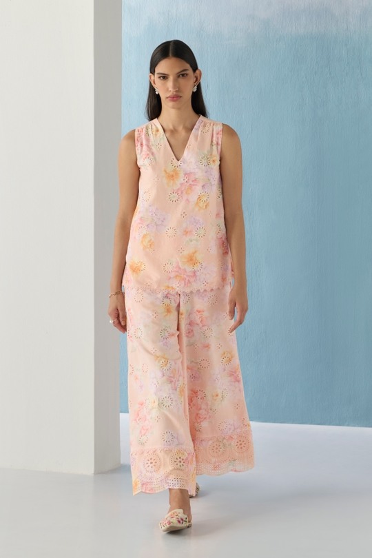 Dreamy florals schiffli palazzo