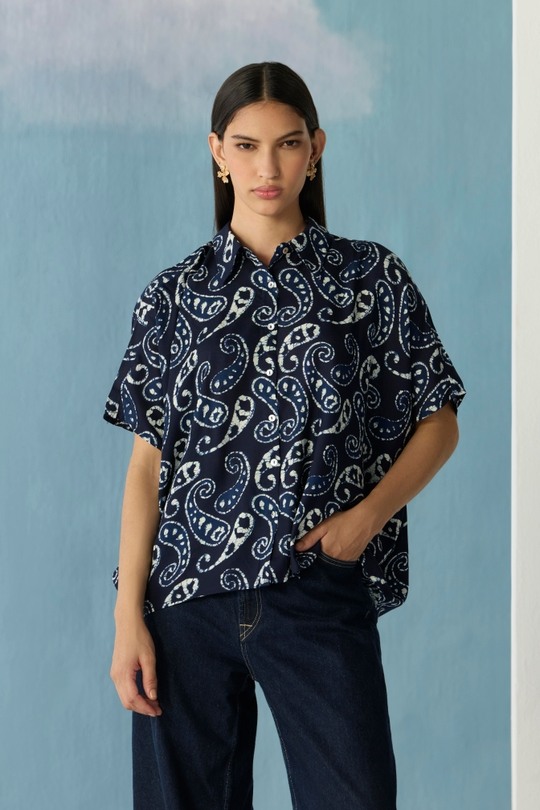 Midnight Ajrakh Classic Top