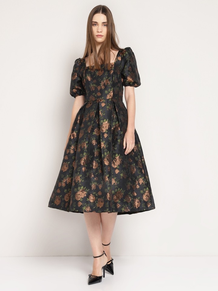 Golden Hour Jacquard Dress
