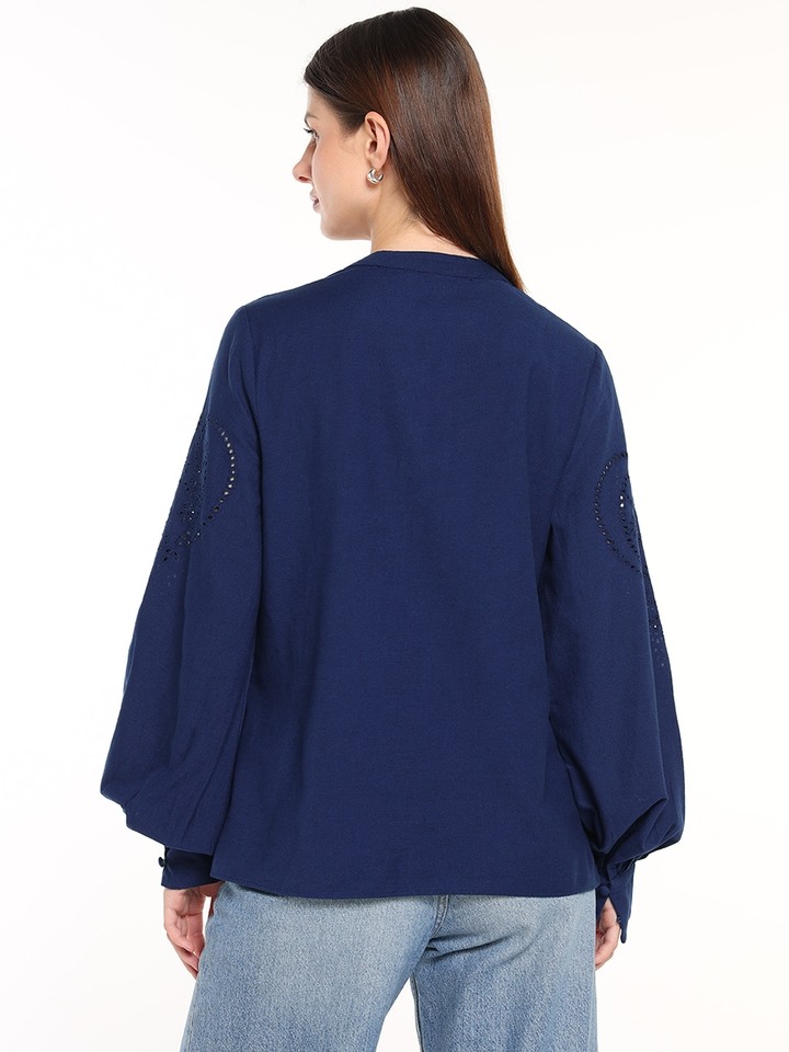 Blue Cutwork Shirt