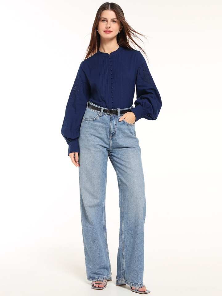 Blue Cutwork Shirt