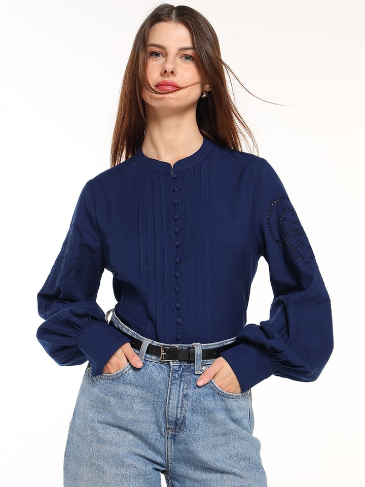 Blue Cutwork Shirt