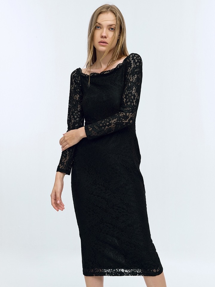 Black Lace Bodycon Dress