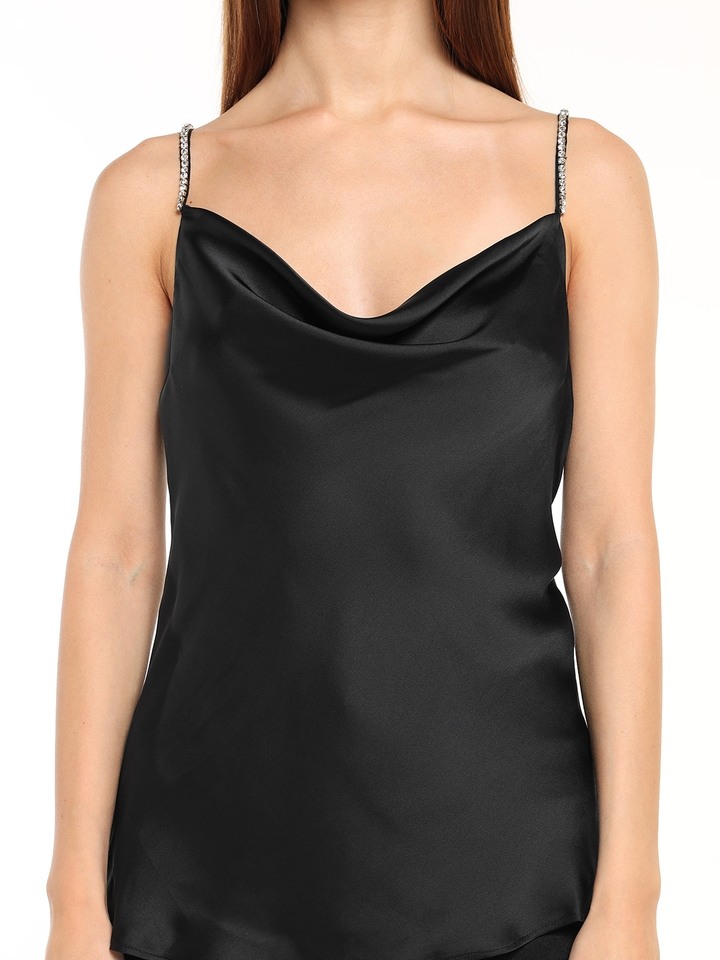 Black Satin Slip Top