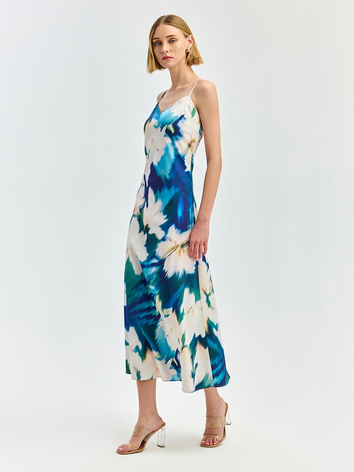 Blue Floral A-Line Dress