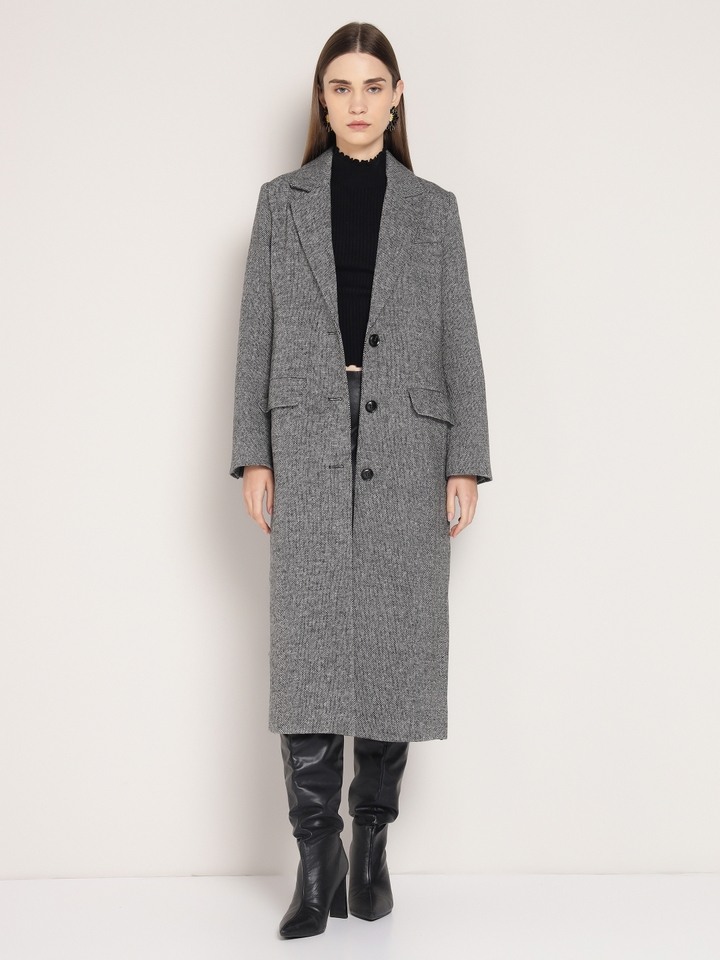 Grey Long Trench Coat