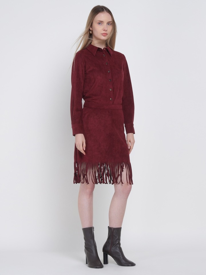 Wine Bohemian Suede Shirt