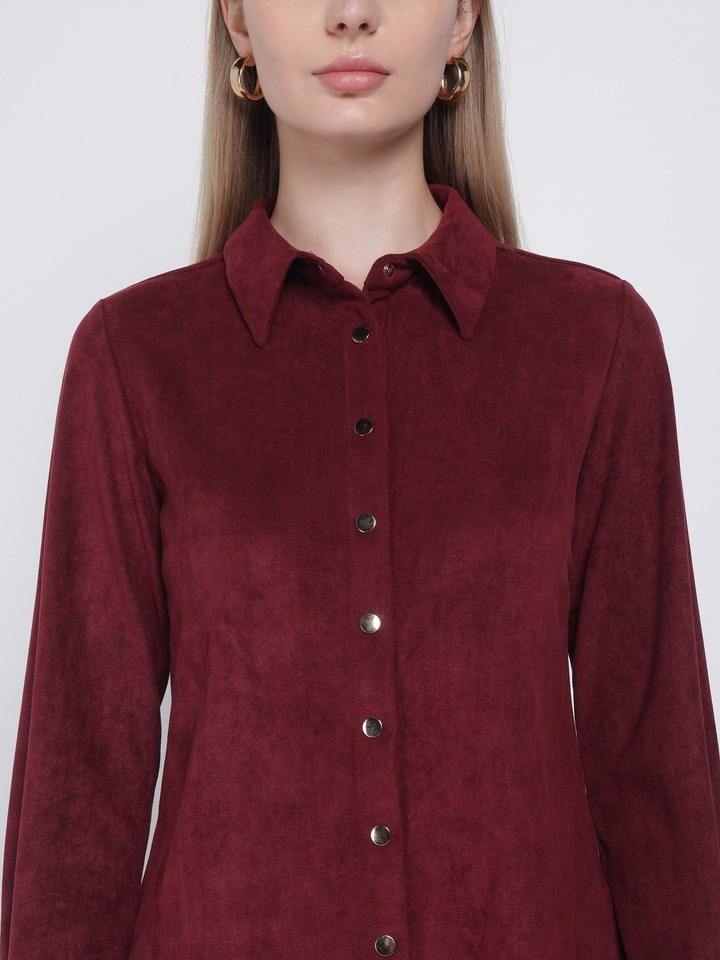 Wine Bohemian Suede Shirt