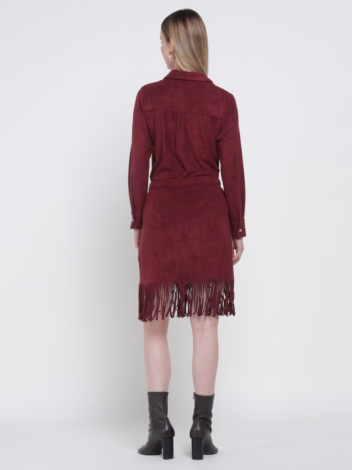 Wine Bohemian Suede Shirt