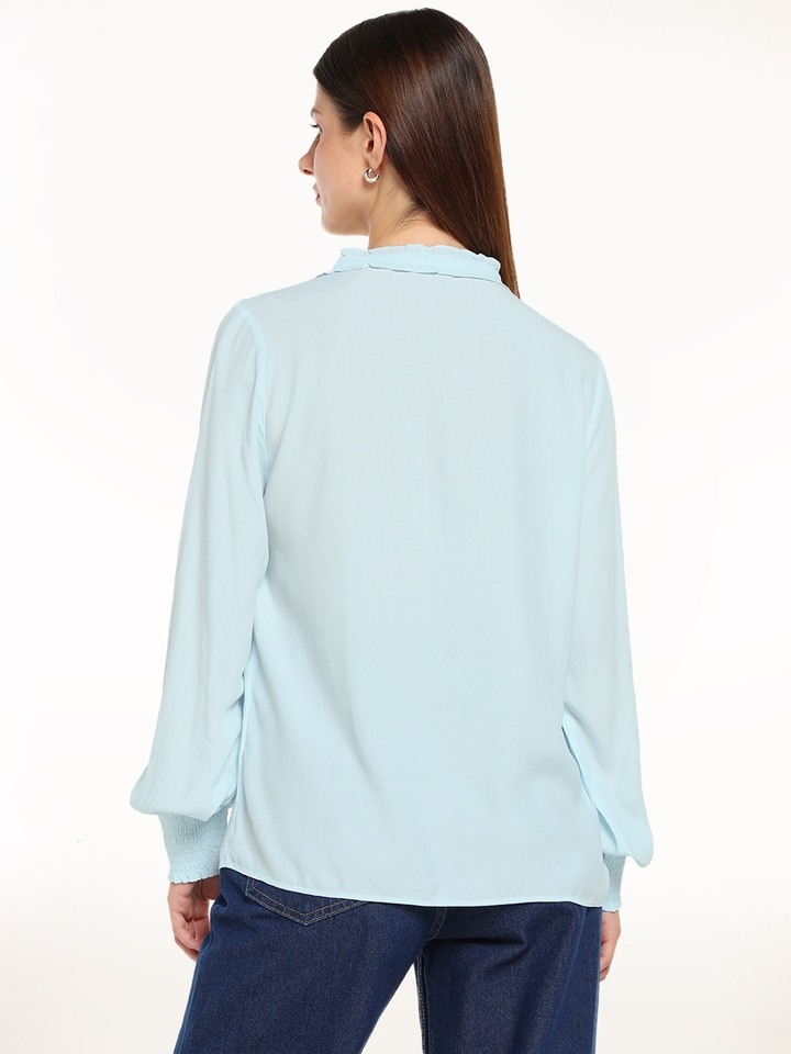 Blue Front Tie Top