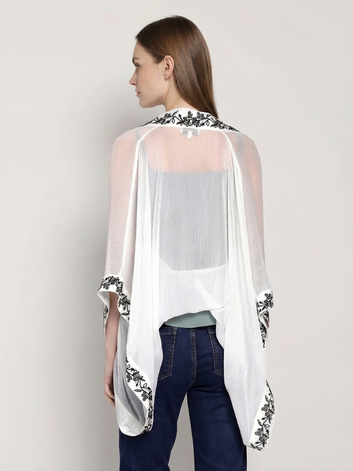 Off White  Embroidered Overlay