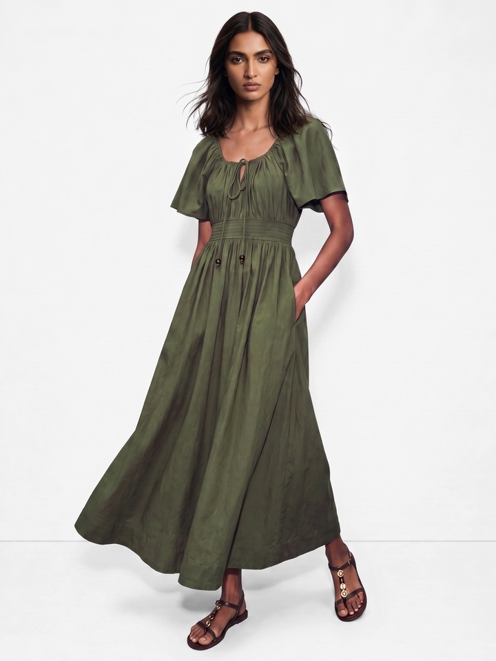Clemia Olive Dress