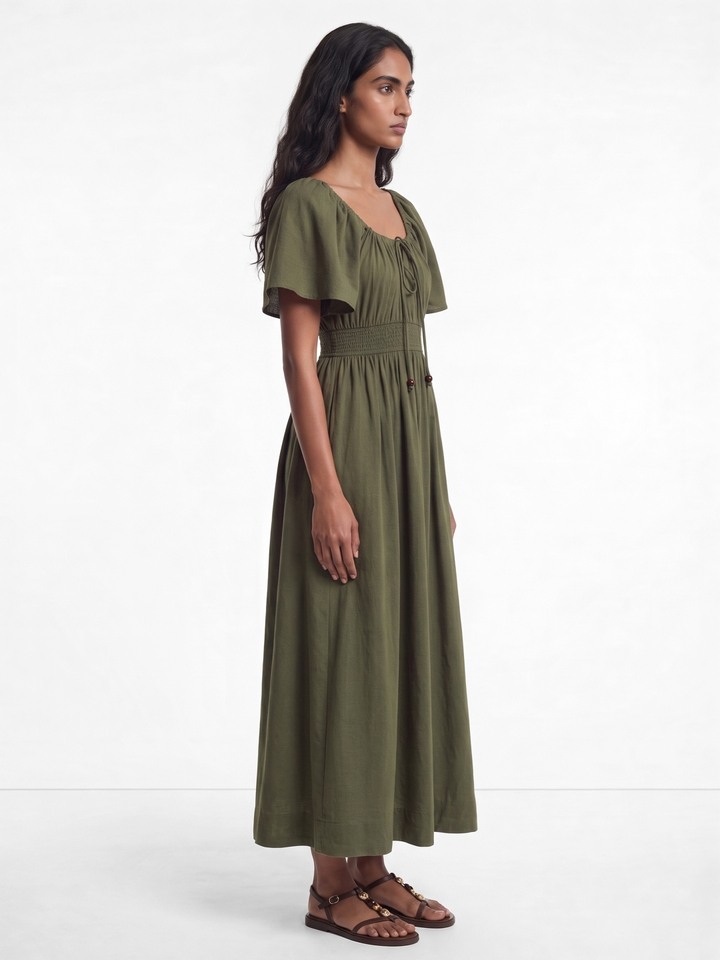 Clemia Olive Dress