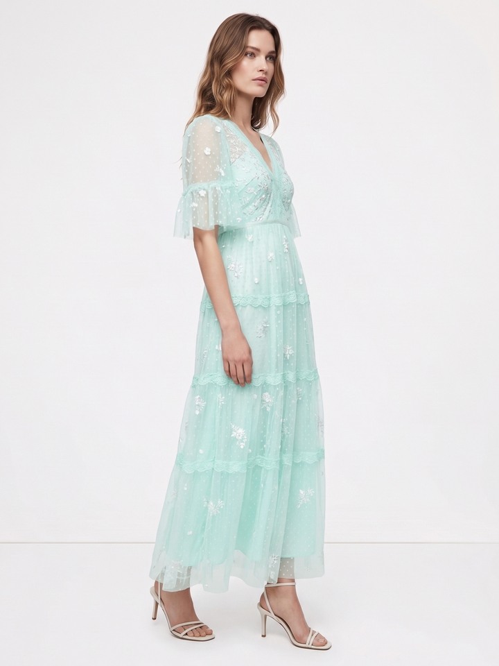 Emilie Mint Green Lace Dress