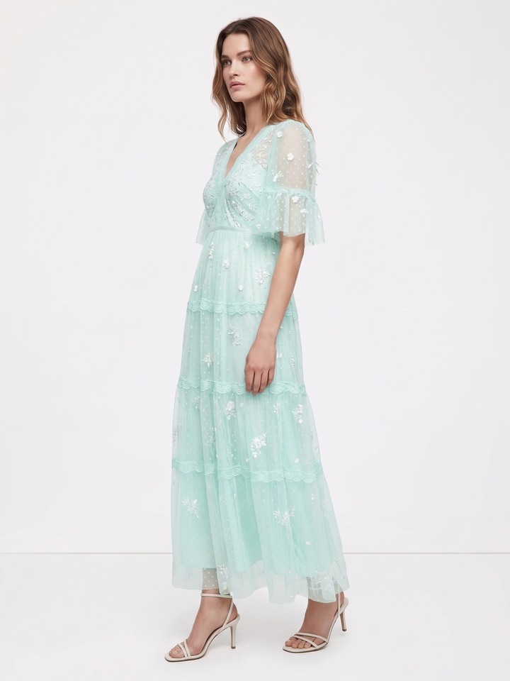 Emilie Mint Green Lace Dress