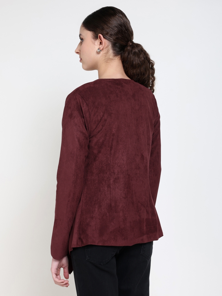 Burgundy Suede Shrug