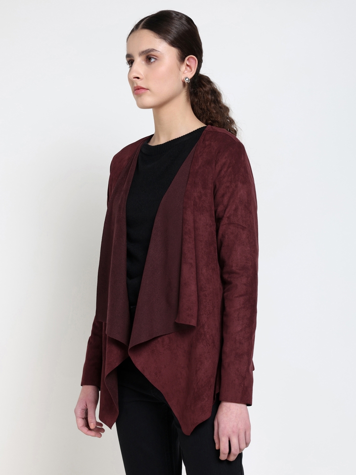 Burgundy Suede Shrug