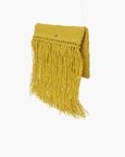 Raffia Foldover Clutch With Tassel